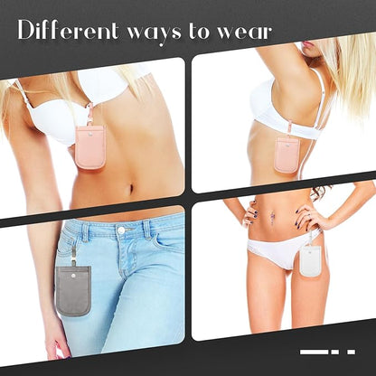 Kajaia 3 Piece Hidden Bra Wallet Women Adjustable Undercover Travel Bra Wallet Secret Pocket Pouch for Credit Card Money Secure(White, Pink, Gray)