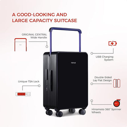 TUPLUS Suitcase ABS Hard Shell Luggage with 4 Spinner Wheels Hold Check in Travel Case, Balance Series