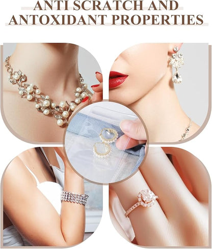 AOLEIXIYA Jewelry Organizer Book Clear Travel earring book organizer Transparent Jewelry Book with Zipper Pouch Bags (Light blue,With 80 PCS Small Jewelry Bags)