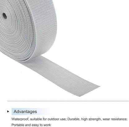 MECCANIXITY Lightweight Polypropylene Webbing Strap 2" 25 Yard Backpack Strapping Band Light Grey for Outdoor Luggage Cargo Straps