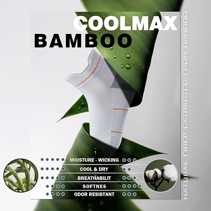 BRISIRA Bamboo Viscose Compression High Ankle Socks Men Women Cushioned Anti Blister HIking Golf Arch Support Running Socks