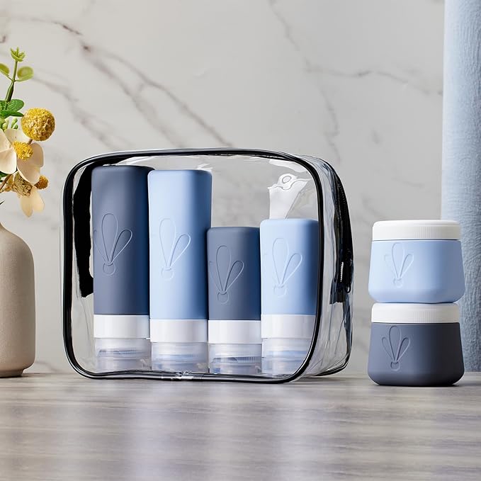 INSFIT Silicone Travel Bottles Set, 6 Pack Travel Size Toiletries, Leakproof Travel Bottles for Toiletries, Travel Accessories for Women, Airplane Travel Essentials, Travel Containers for Toiletries