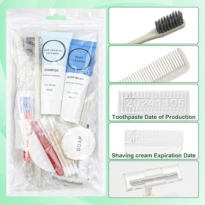 Toiletry Kits Homeless Personal Hygiene Care Package Kits Supplies In Bulk, Disposable Travel Size Essential Women Men Toiletries Set for Hotel, Charity, Camping, Travel (60 Pack)
