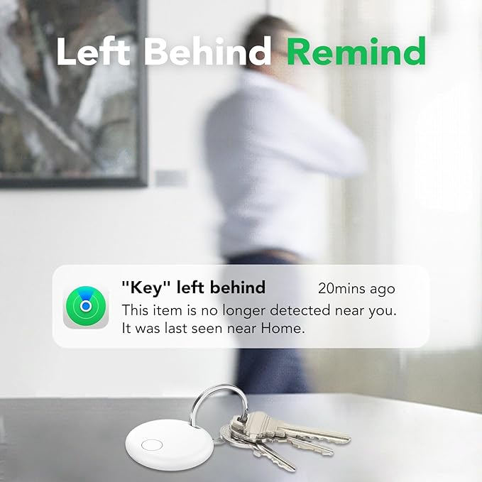 Air Tracker Tags-4 Pack: Smart Bluetooth Tracker, Item Finder Works with Apple Find My (iOS Only) App, Trakcer Tag Locator for Keys, Luggage, Satchel, weTag mini. (Not for Android Devices)