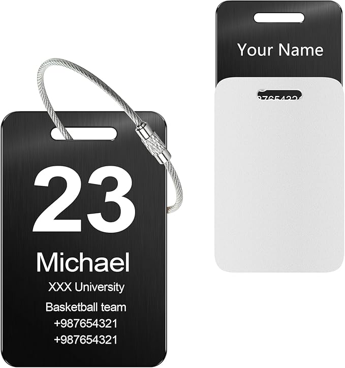 Customized Stainless Steel Luggage Tags: Personalize Your Suitcases, Backpacks, and Bags with Your Text - Custom Initial Text Name ID,Number 2"x3.3"(3 Pack)