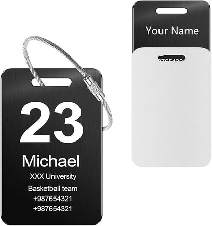 Customized Stainless Steel Luggage Tags: Personalize Your Suitcases, Backpacks, and Bags with Your Text - Custom Initial Text Name ID,Number 2"x3.3"(3 Pack)