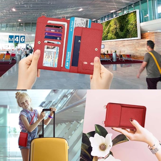 Passport Holder for Travel，Passport Holder & Neck Wallet with RFID Blocking,Hidden Neck Pouch for Travel- Holds Passports, Cards, Tickets, ID, Cash