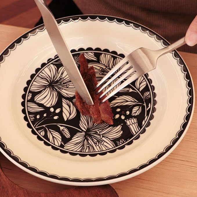 Silverware Set Flatware Set Matte Silver Cutlery Set with Hexagon Handle Forged Stainless Steel 20 Pieces for Home Hotel Use Service for 4