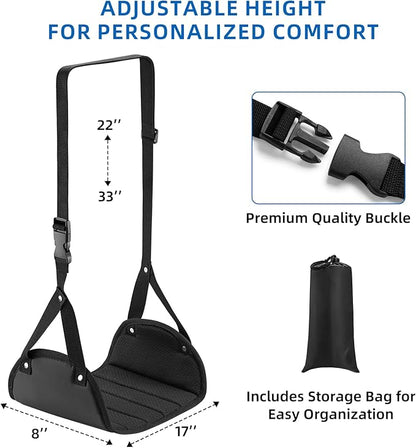 2-Pack Airplane Foot Hammock for Plane Travel – Adjustable Leg Rest Foot Hammock with Metal Buckles – Lightweight Travel Foot Rest for Airplane, Train, Bus and Car