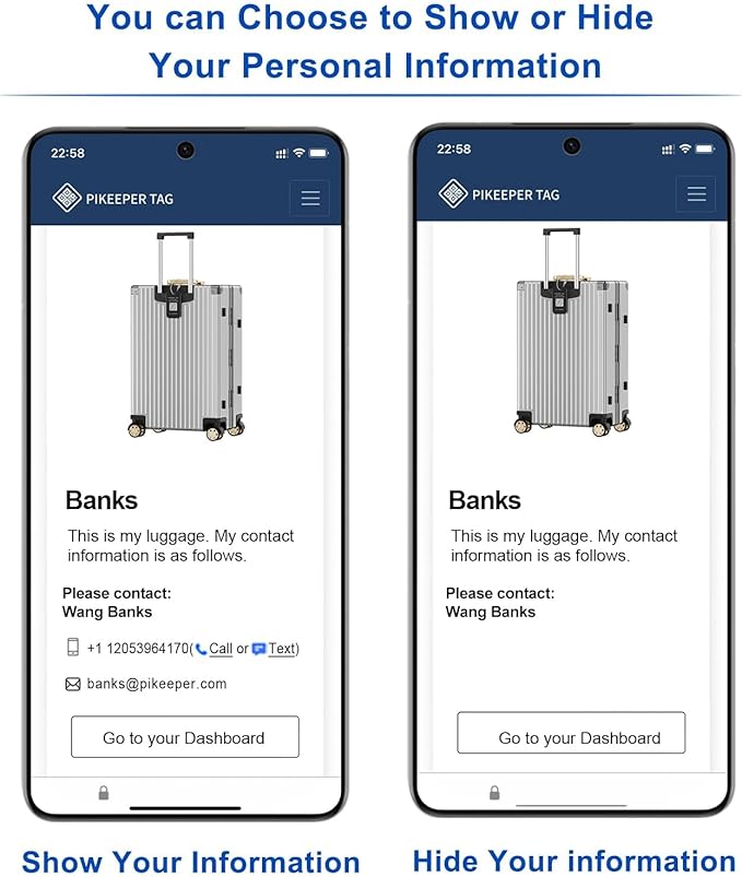 Smart Luggage Tags with QR Code Location Display - Customizable Tags with Privacy Protection for Lost & Found, 4-Pack Waterproof & Durable Travel ID Labels for Suitcases & Backpacks