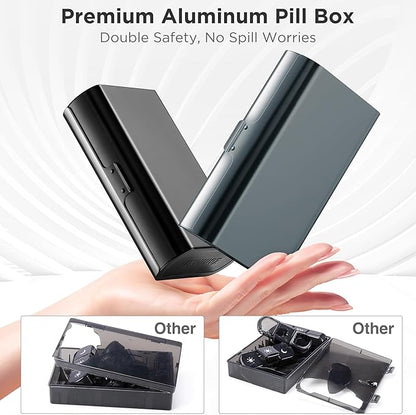 Zannaki Metal XL Weekly Pill Organizer 2 Times a Day, Large Travel Daily Pill Box 7 Day, Portable Week Twice Pill Holder Container, AM PM Pill Case for Medicine Vitamin Medication Supplement, Grey