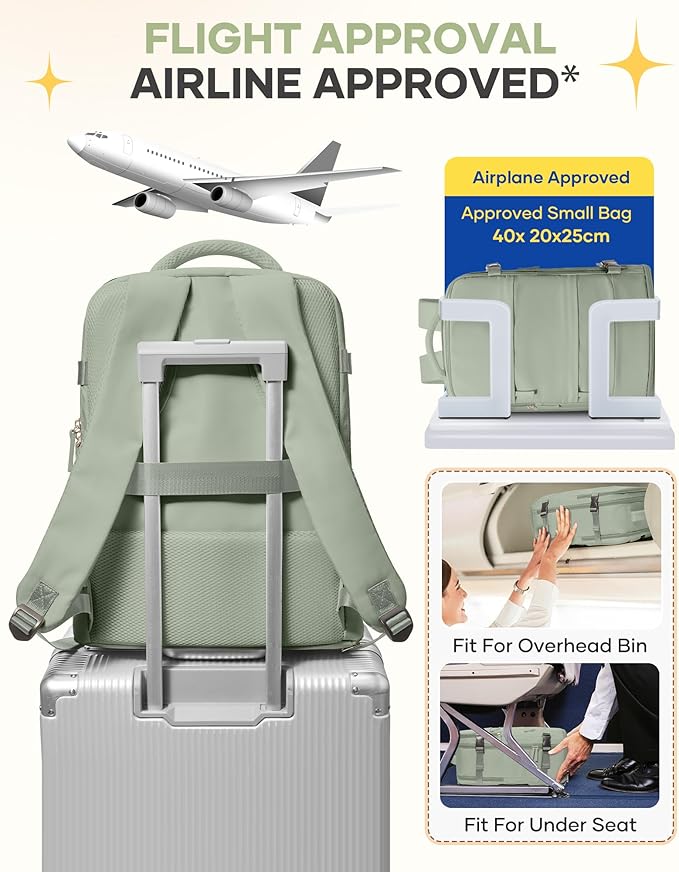 Large Travel Backpack For Women Men Airline Approved Carry On Backpack Flight Approved Waterproof Sports Luggage Backpack Casual Daypack Small Hiking Backpacks Grey Green