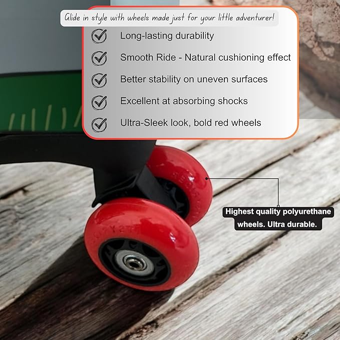 2025 Itsy Rider 20" Ride-on Suitcase for Kids with Double Spinner Red Wheels (Green Safari)