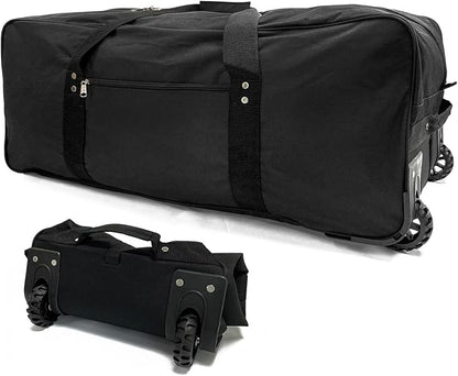 36" Huge Bag with Wheels Extra Large Foldable Duffel Bag Collapsible Rolling Travel Bag Heavy-Duty Cargo Duffle for Travel, Camping & Moving, Water-Resistant 600D Oxford, Black