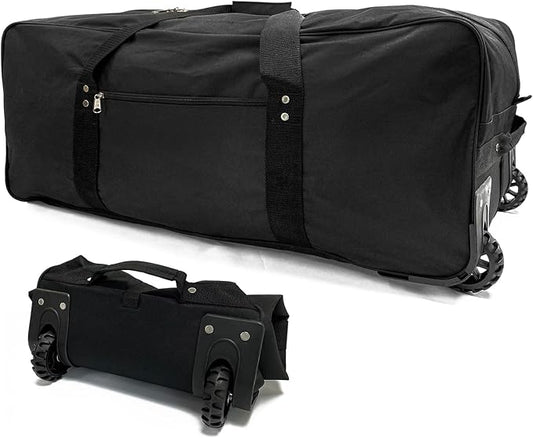 36" Huge Bag with Wheels Extra Large Foldable Duffel Bag Collapsible Rolling Travel Bag Heavy-Duty Cargo Duffle for Travel, Camping & Moving, Water-Resistant 600D Oxford, Black
