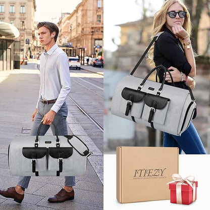 Garment Duffel Bag for Travel - ITIEZY Convertible Carry on Garment Duffel Travel Bag for Women Men Large Weekender Bag with Shoes Pouch 2 in 1 Hanging Suit Travel Duffel Bag 3pcs Set