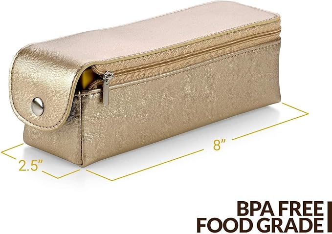 Large Weekly Pill Organizer Box in Gold Leather Case - 7 Day Week Pill Planner Organizers & Medication Reminder with 4 Times a Day - Daily Compartments That is Ideal for Travel by MEDca