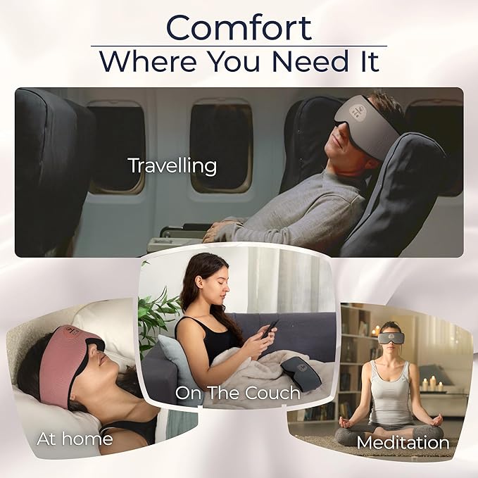 Mindsight DriftBand Sleep Mask with Bluetooth Headphones | Blackout Eye Mask with Memory Foam | Breathable Plush Fabric | Ultra-Thin Adjustable Speakers | Built for Sleep & Travel | Spot Clean Only