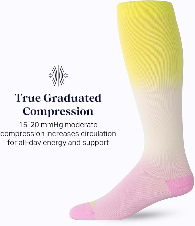 Comrad Nylon Knee High Socks - 15-20mmHg Graduated Compression Socks - Soft & Breathable Support Unisex Socks