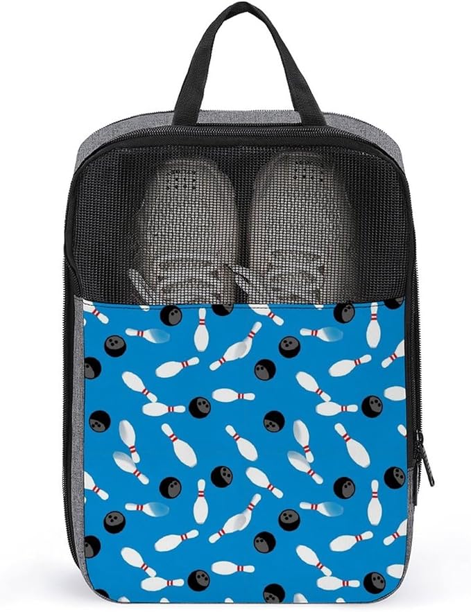 Portable Shoe Packing Storage Organizer with Handle Soccer Cleats Bag for Sport Sport Bowling Ball Pins Blue Travel Shoe Bag