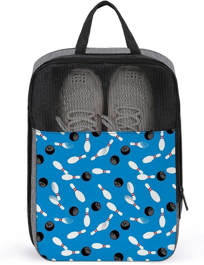 Portable Shoe Packing Storage Organizer with Handle Soccer Cleats Bag for Sport Sport Bowling Ball Pins Blue Travel Shoe Bag