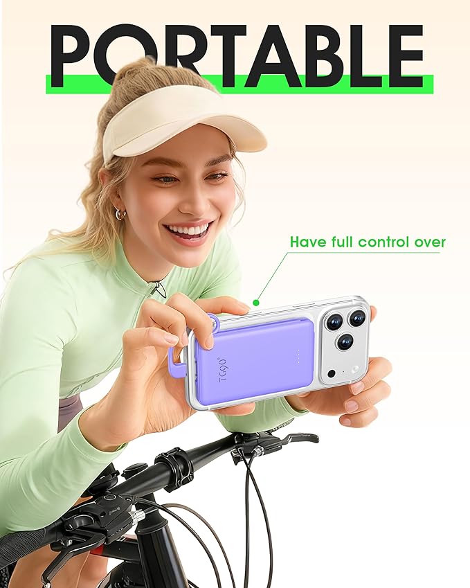 TG90° Ultra Slim 5000mAh Power Bank Built-in AC Wall Plug and Cables, Pocket Size USB C Portable Charger, External Battery Pack Compatible with iPhone 17 16 15 14 13 12 Samsung S22 S21 Google iPad