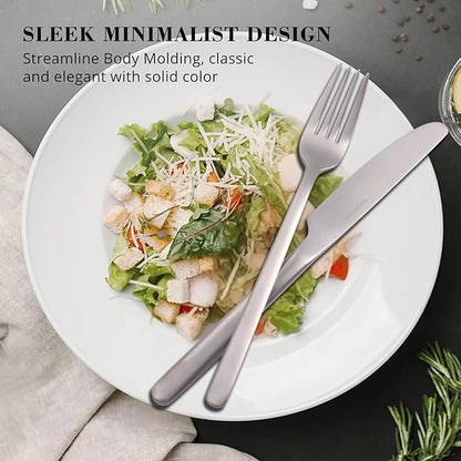 KINGSTONE Silverware Set, 20 Piece Flatware Cutlery Set for 4, 18/10 Stainless Steel Silverware Mirror Polished Dishwasher Safe for Home, Restaurant, Wedding, Party, Matte Silver