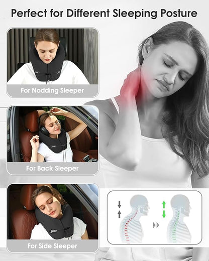 jiaao Upgraded Middle Travel Neck Pillow for Airplanes, Neck Pillow for Traveling,360º Ergonomic Memory Foam Travel Pillow, Soft and Breathable Cover,Portable Pillows for Car