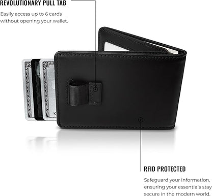 Kings Loot Wallet for Men | Customized Minimalist Slim RFID Blocking Leather Design with Cash Pocket & Card Pull Strap | Holds 1-15 Cards | Stylish & Durable Wallets