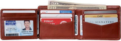 Alpine Swiss Mens Wallet for Men | RFID Protected Leather Mens Wallet | Spencer Bifold with Divided Bill Section | Gift Box | 2 ID Windows | 14 Card & Storage Pockets for Organization