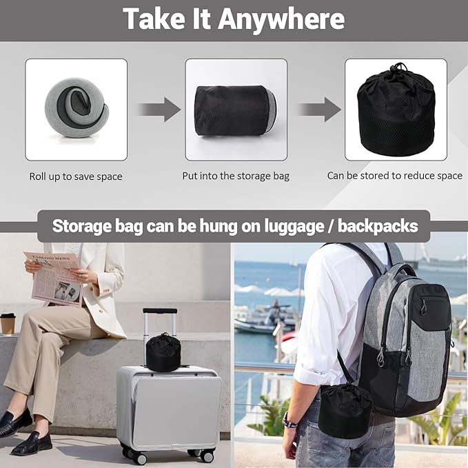 Outney™ Travel Pillow for Airplanes 2025 Veritable Chin Support Travel Neck Pillow 100% Pure Memory Foam Full Neck Surround Pillows for Traveling Flight Sleeping Portable Travel Essentials (Grey)