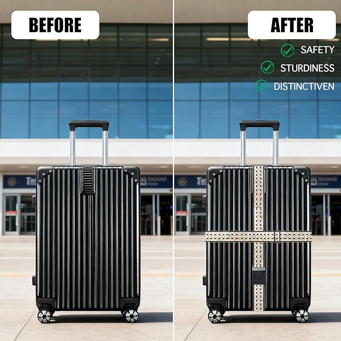 Nuxovilar Luggage Straps of 2 Set Marble Mosaic Pattern, 1.96x90.5 inches - Luggage Straps for Suitcases, Fit for Business Travel, Formal Trips, Daily Use