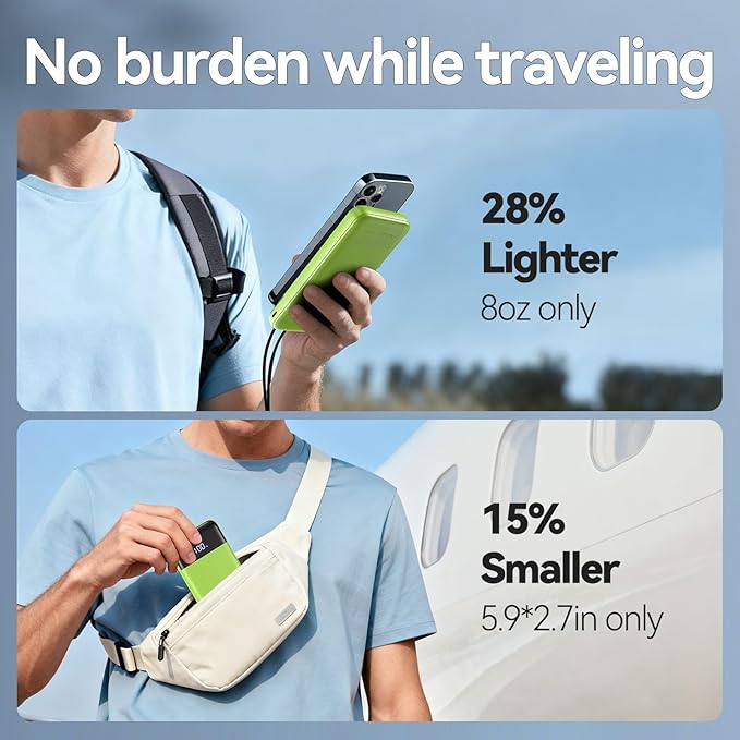 Portable Charger, 10000mAh Slim Power Bank Portable Phone Charger 22.5W PD QC Fast Charging with 3 Outputs 2 Inputs Battery Pack Compatible with iPhones Samsung Google Pixel LG Moto More Devices,Green