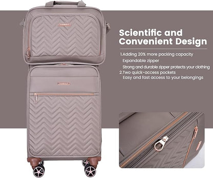 Travelhouse Luggage Set, Softside Suitcase 4-Piece (16/20/24/28), Expandable Lightweight Luggage Sets with Duffel Travel Bag,Suitcase with Double Spinner Wheels