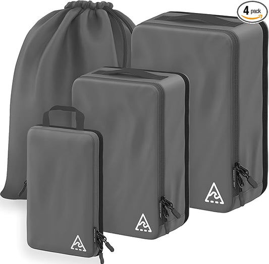 4-Piece Luxury Compression Packing Cubes & Bags for Travel – Maximize Space in Luggage with HybridMax Double-Capacity Design, 50 Luggage Tags, Patented Suitcase Organizer Bags, Lifetime Satisfaction