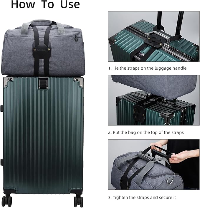 Adjustable Luggage Straps for Suitcases Add a Bag High Elastic Travel Bag Bungees Connecting Carry On Bag TSA Approved (3 Pack Black)