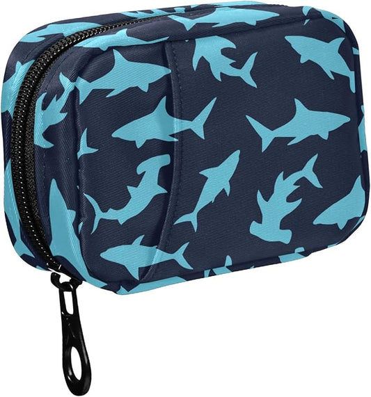 Fustylead Sharks Pill Organizer Case with Zipper 2 Times A Day for Vitamin and Supplement, 7 Day Travel Organizer Medicine Case