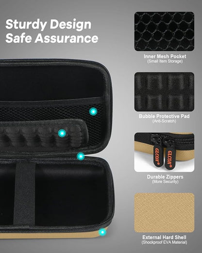 Kakhi-Brown Hard Shell Carrying Case for External Hard Drive, Power Bank, Charger, Cable, Cell Phone, Electronic Accessories - Larger Capacity Storage Pouch Shockproof Travel Case Bag for Men Women