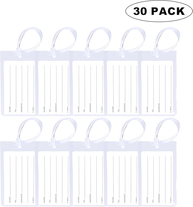 30 Pack Luggage Tags for Suitcases, Airplane Travel Essentials for Flying, International Travel Must Haves, and Luggage Accessories by Sodsay