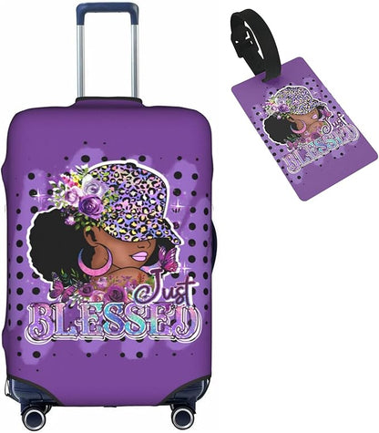 Travel Suitcase Protector African American Girl Elastic Protective Washable Luggage Cover With Concealed Zipper Suitable For 18-32 Inch(S (for 18-21 inch luggage))