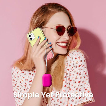 ORNARTO Compatible with AirPods Pro 2 Case 2022, Full Protective Hybrid Silicone for AirPods Pro 2nd Generation Case, Front LED Visible Skin Cover-Hot Pink