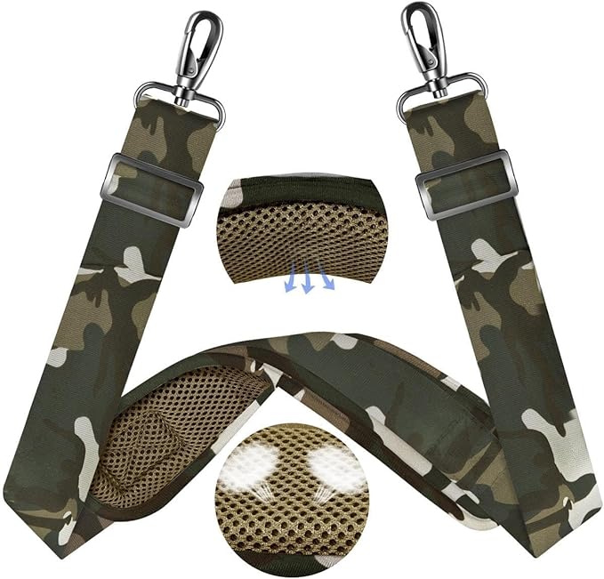 ZINZ 60" Universal Bag Strap with Ultra-Thick Fixed Breathable Pad Adjustable Heavy-Duty Shoulder Strap for Laptop Bag Crossbody Luggage Gym Bag Camera Bag and More,Camouflage Green