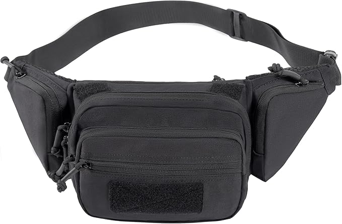 Tactical Fanny Pack CCW Gun Waist Bag for Men and Women with Pistol Holster, Low Profile Concealed Carry Everyday Hip Pack for Hiking Travel Outdoor Running Hunting (Black)