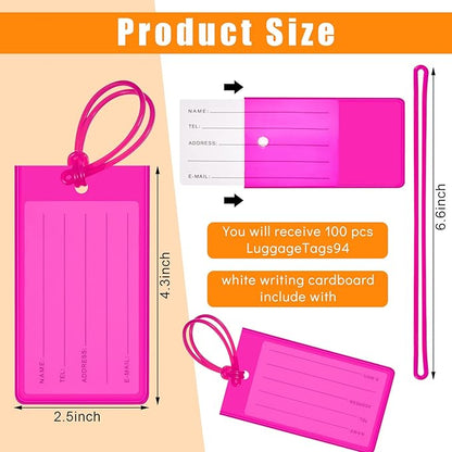 Sumind 100 Pcs Plastic Luggage Tags Assorted Name Identification Labels Flexible Suitcase Tags for Travel Baggage, 10 Colors (Plastic)