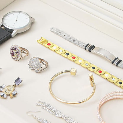 Coward Jewelry Organizer Box, Beige Velvet Blank Display Tray Case with Lid for Storage Necklaces Bracelets Rings Beads and Jewelry Accessories