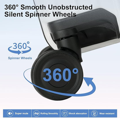 20 Inch Carry On Luggage Airline Approved, Aluminum Frame Top Opening Lightweight ABS+PC Hard Shell Suitcases with 360° Spinner Wheels, TSA Lock (White, 1 PC)