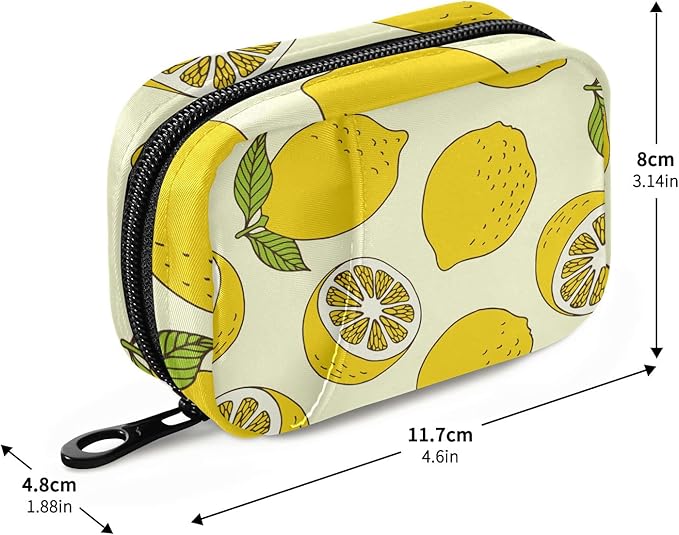 Pill Organizer Box Case Weekly Travel Pill Container Cute Pill Holder 7Day Vitamin Organizer Pill Dispenser Sorter Planner Storage Small Compact Lemon Pill Cases