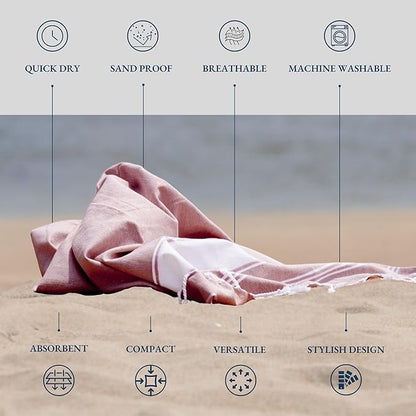 LANE LINEN Beach Towels 4 Pack - Beach Towels Oversized, Pre-Washed Extra Large Beach Towel, Quick Dry, No Sand Beach Towel, Pool Towels for Adults, 39"x71" - Wistful Mauve