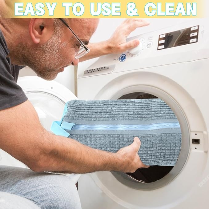 2PCS Shoe Washing Machine Bgs,Laundry Shoe Bags for Washer and Dryer, Reusable and Durable Zipper Sneaker Shoe Washing Bag, Tennis Shoe Cleaning Bag for All Shoe Types (Grey)