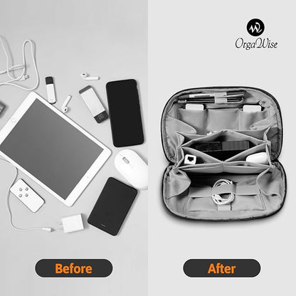 OrgaWise Electronics Organizer, Electronic Accessories Bag Travel Cable Organizer Three-Layer for iPad Mini, Kindle, Hard Drives, Cables, Chargers
